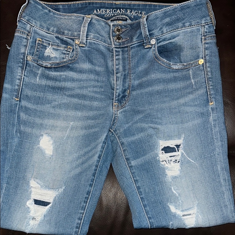 American Eagle Outfitters Blue Distressed Jeans